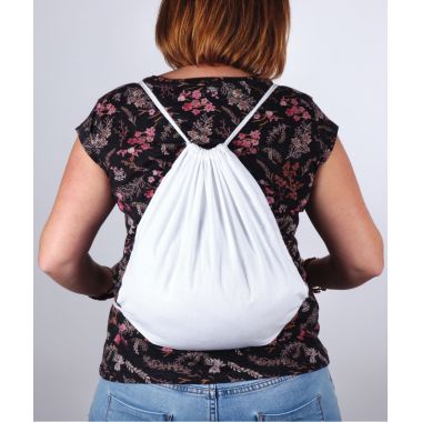 Lot de 10 sacs à dos en coton blanc avec cordon, grand modèle