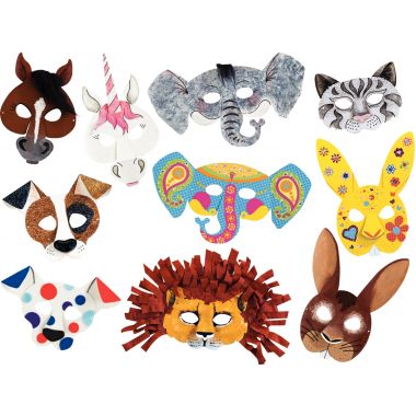 Lot de 6 masques en carton forme animaux