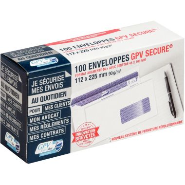 Boite de 100 enveloppes blanches 110x220mm 90g autocollante fenêtre 45x100mm
