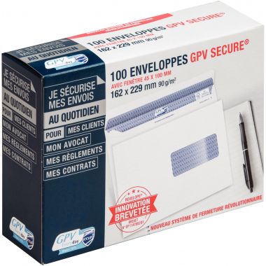 Boite de 100 enveloppes blanches 162x229mm 90g autocollante fenêtre 45x100mm