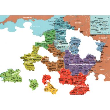 Puzzle en bois d'environ 100 pièces, la carte des départements de France