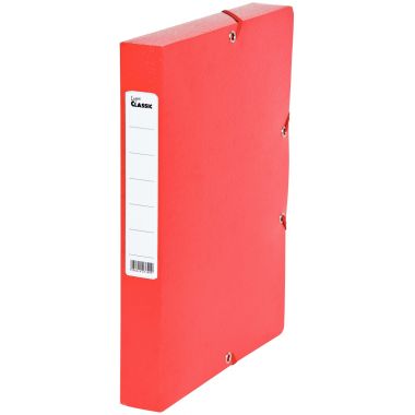 Boîte de classement en carte grainée dos 4 cm, rouge