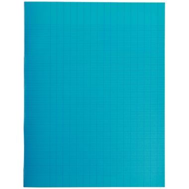 Piqûre 96 pages MAJUSCULE, format 17x22 cm, papier blanc 90g, seyès, couverture polypropylène bleu