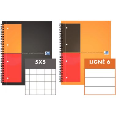Oxford - Cahier à spirale NOTEBOOK format A4+ quadrillé 5x5, 160 pages perforées - 100103664