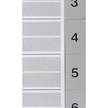 Jeu de 12 intercalaires numériques en polypropylène gris, format A4