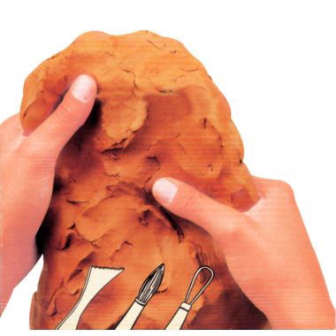 Pain de 1,5 kg argile naturelle à modeler durci dur coloris rouge