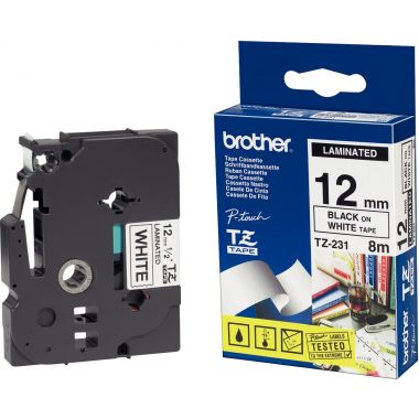 Recharge de ruban BROTHER TZE   noir et blanc 12 mm