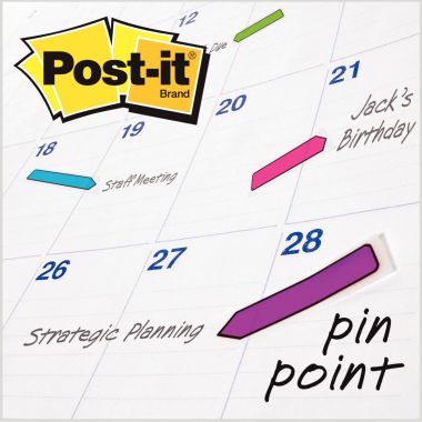 Carte de 4x24 marque-pages flèches post-it couleurs fun assorties