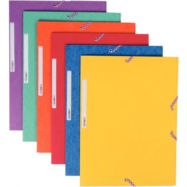 Exacompta - Chemise 3 rabats à élastiques en carte lustrée 5/10ème 350g, orange - 55304E