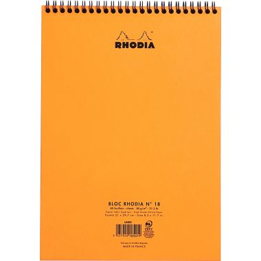 Rhodia - Bloc-notes A4 à reliure intégrale orange ,160 pages, 5x5, papier 80g - 18500C