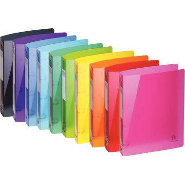 Lot de 10 classeurs 4 anneaux en polypropylène IDERAMA, format A4+, dos 4 cm, coloris assortis