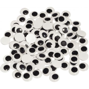 Sachet de 100 yeux mobiles à coller, diamètre 15 mm