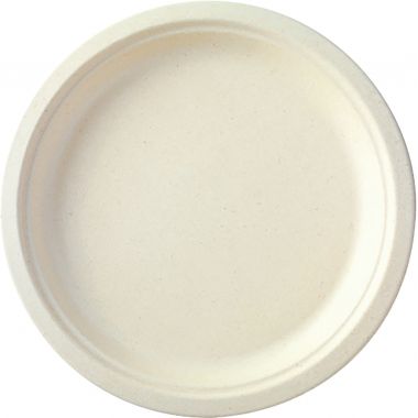 Paquet de 50 assiettes en fibres de cannes diamètre 23cm blanches