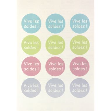 Boîte de 240 étiquettes badges adhésifs ronds Ø51mm blanc