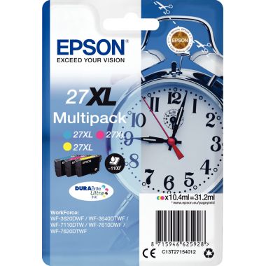 Epson RÉVEIL / 27XL pack de de 3 cartouches jet d'encre cyan, magenta et jaune haute capacité authentique (T271540)