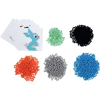 Sac de 1500 aquaperles et 10 modèles, format 3 x 3mm, en 5 coloris assortis