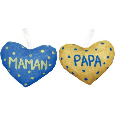 Lot de 10 coeurs en coton blanc 8 x 9 cm