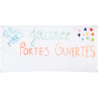 Bannière en polyester blanc 130 x 62 cm