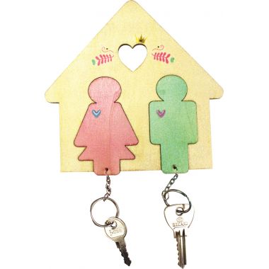 Range-clés maison en bois à suspendre