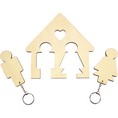 Range-clés maison en bois à suspendre