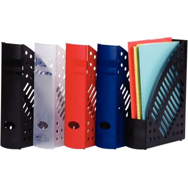 Porte-revues en polystyrène ajouré bleu