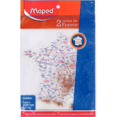Pochette de 2 cartes départements + fleuves