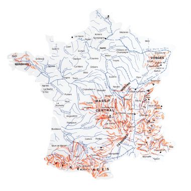 Pochette de 2 cartes départements + fleuves