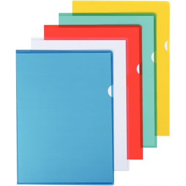 Sachet de 10 pochettes coin en polypropylène 12/100ème, coloris assortis