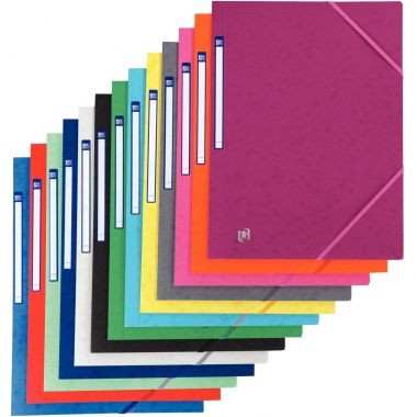 Chemise 3 rabats à élastiques TOP FILE+ en carte lustrée 4/10ème 390g, noir