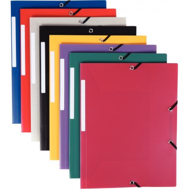 Carton de 50 chemises 3 rabats à élastiques en polypropylène opaque 4/10ème, coloris assortis