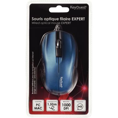 Souris filaire optique KeyOuest Expert couleur bleu