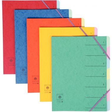 Trieur en carte lustrée avec élastiques 7 compartiments, coloris assortis