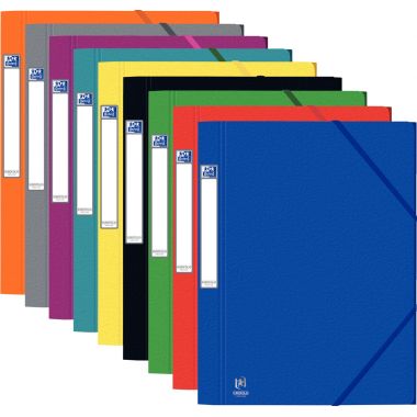 Chemise 3 rabats à élastiques EUROFOLIO+ Prestige en carte grainée 7/10ème, rouge