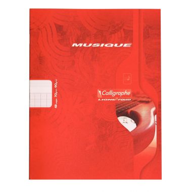 Cahier piqué musique et chant 48 pages, format 17x22 cm, seyès / portées, papier 70g