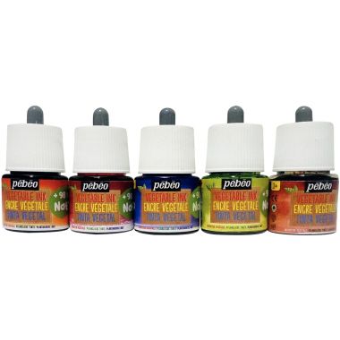 Set de 5 Flacons 45ml d'encre à dessiner végétale, couleurs secondaires