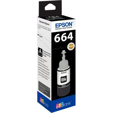 Epson 664 flacon d'encre noire authentique (T664140)
