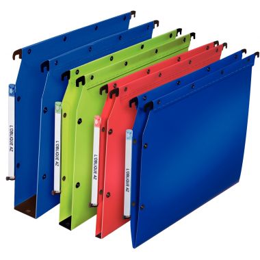 Paquet de 10 dossiers suspendus en polypropylène opaque 5/10ème pour armoire, dos 30 mm, bleu