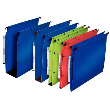 Paquet de 10 dossiers suspendus en polypropylène opaque 5/10ème pour armoire, dos 30 mm, rouge