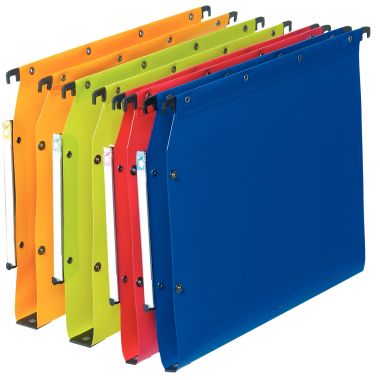 Paquet de 10 dossiers suspendus en polypropylène opaque 5/10ème pour armoire, dos 30 mm, jaune
