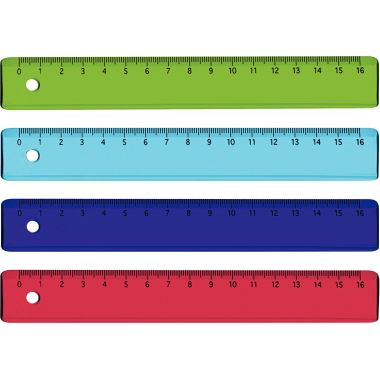 Lot de 36 règles en plastique 16cm coloris assortis
