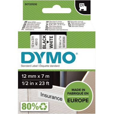 Dymo - Recharge DYMO D1 12 mm x 7 m noir et blanc - S0720530