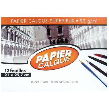 Pochette de 12 feuilles de papier calque 21x29,7cm 90g EXCELLENCE