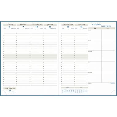 Agenda semainier Horizon 21x27cm bleu canard