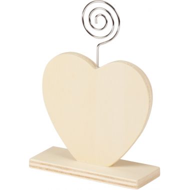 Lot de 6 porte-photos coeur en bois