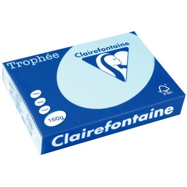 Clairefontaine Trophée - Paquet de 250 feuilles format A4 160g bleu alizé - 1105PC