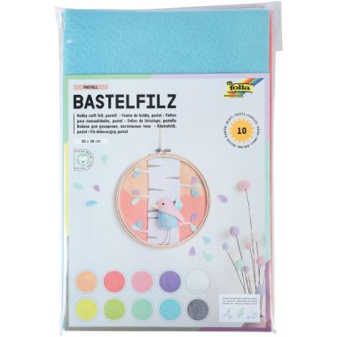 Paquet de 10 coupons feutrine pastel format 20 x 30 cm