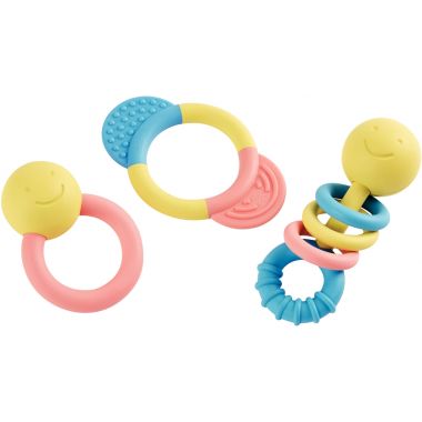 Lot de 3 hochets de dentition en plastique