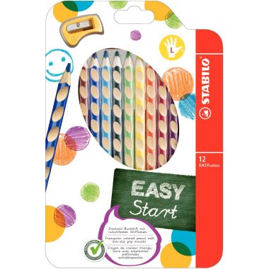 Stabilo - Étui de 12 crayons de couleur Easycolor gaucher + taille-crayon - 331/12