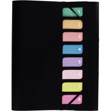 Trieur en polypropylène COLOR FRESH 8 compartiments, coloris noir