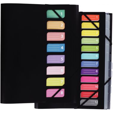 Trieur en polypropylène COLOR FRESH 12 compartiments, coloris noir
